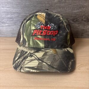 The PitStop Hat Cap Snap Back Camo Brown Trucker Mesh Dickinson North Dakota